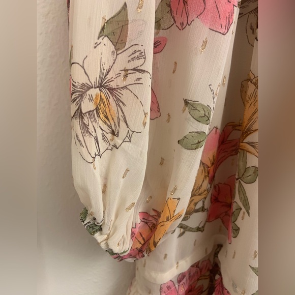 Anthropologie The Somerset by Maeve Mini Dress Long Sleeve XL Floral Dress Boho - Picture 6 of 14